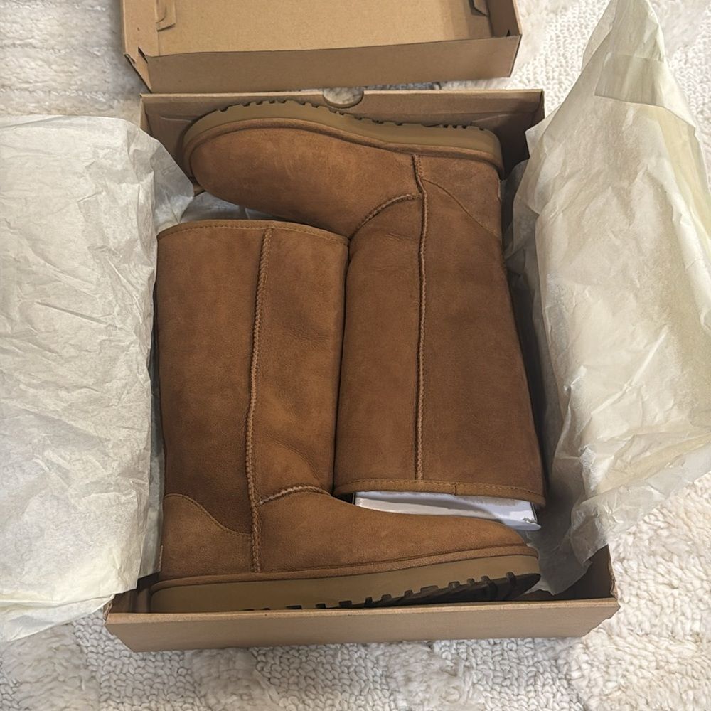 UGG tall chestnut brown boot, NIB size 8